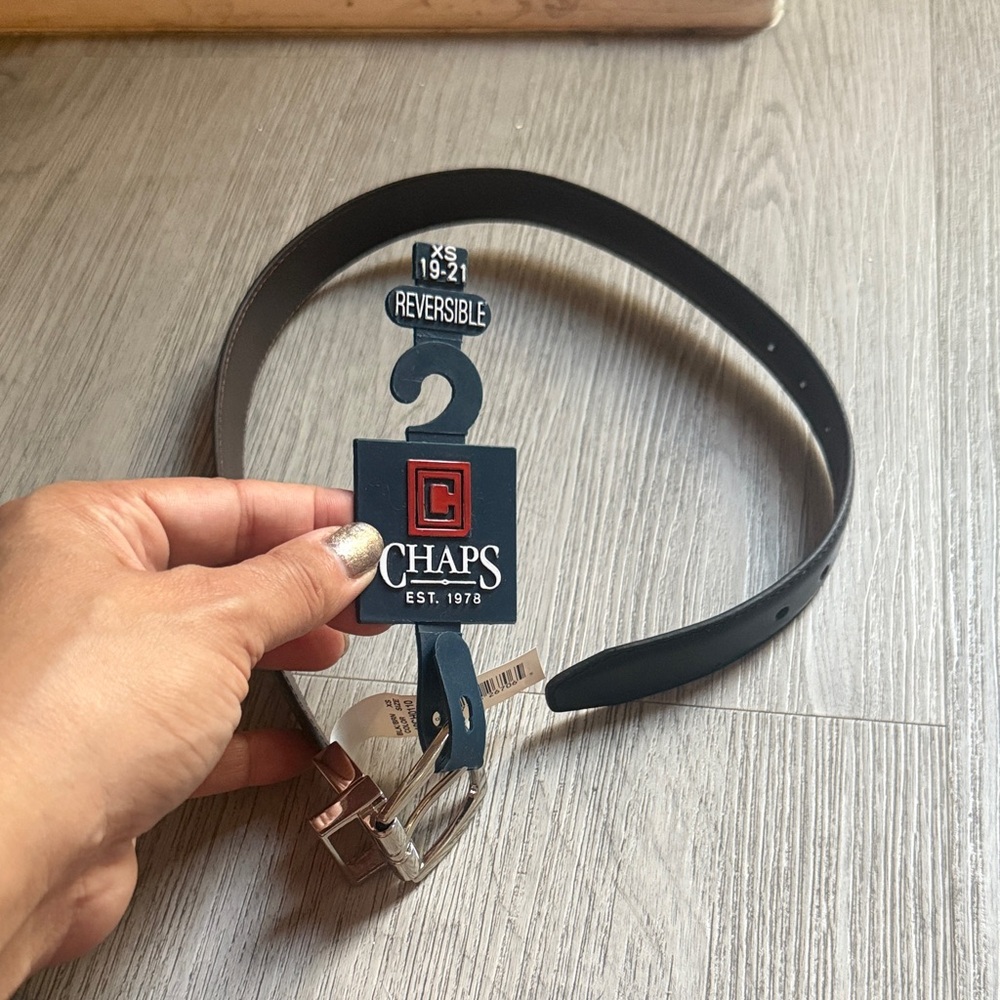 Chaps Dual-Tone Black and Brown Belt with Silver Buckle